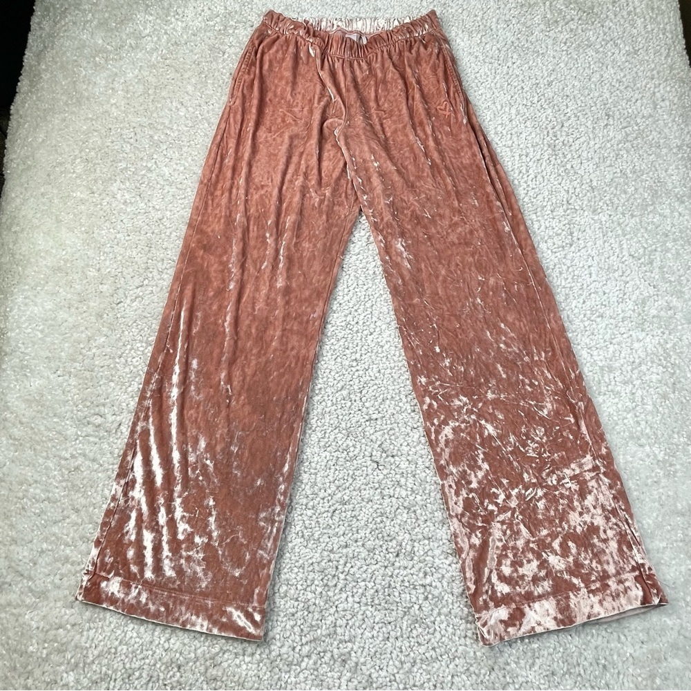 Victoria’s Secret Crushed Velvet Sleep Pants soft comfy stretch pockets Small H5